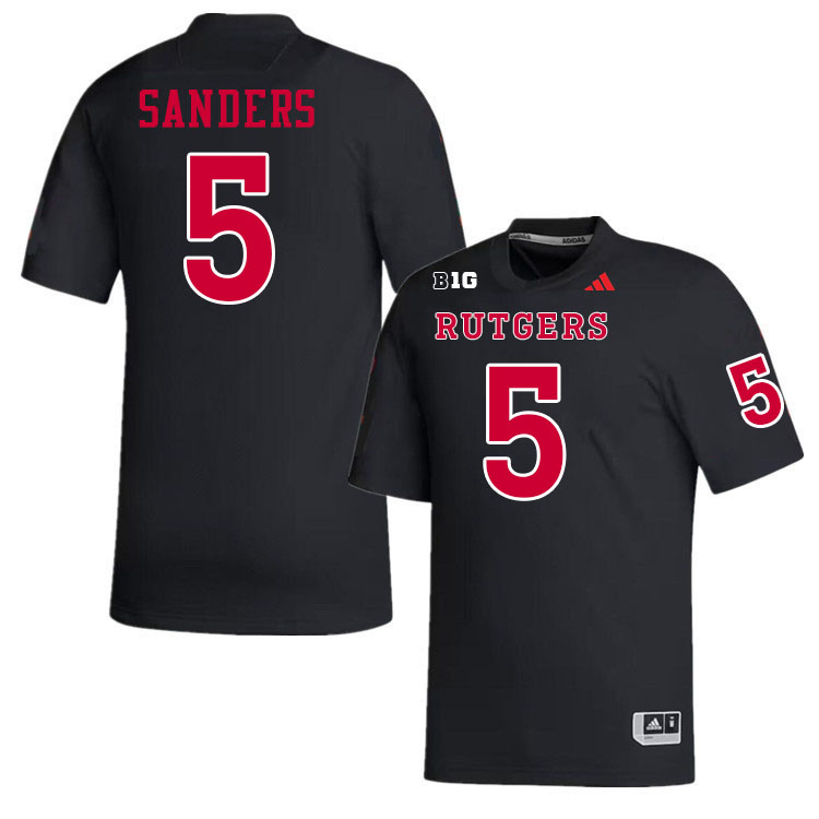 Men #5 Kaj Sanders Rutgers Scarlet Knights 2024 College Football Jerseys Stitched-Black